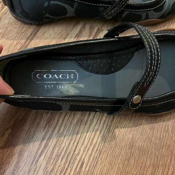 Coach Women's Black Signature Logo Mary Jane Shoes Leather and Canvas Joy Size 5 - Picture 3 of 15